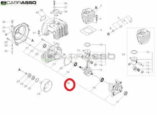 Carter motore decespugliatore rm 4000 ricambio n.16