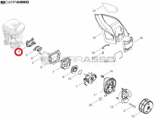 Collettore aspirazione motosega echo cs 4920 ricambio n.4