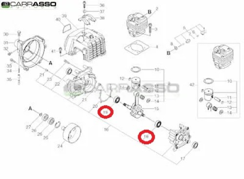 Coppia cuscinetti motore decespugliatore echo rm 4000 ricambi n.18 e 19