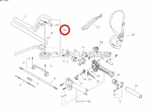Impugnatura sx decespugliatore echo srm 335 es ricambio n.28