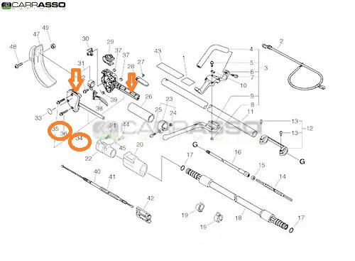 Set impugnatura dx decespugliatore echo rm 510 es ricambio n.34