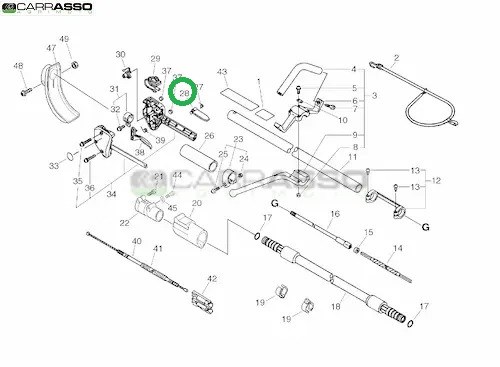 Leva blocca acceleratore decespugliatore echo rm 510 es ricambio n.28